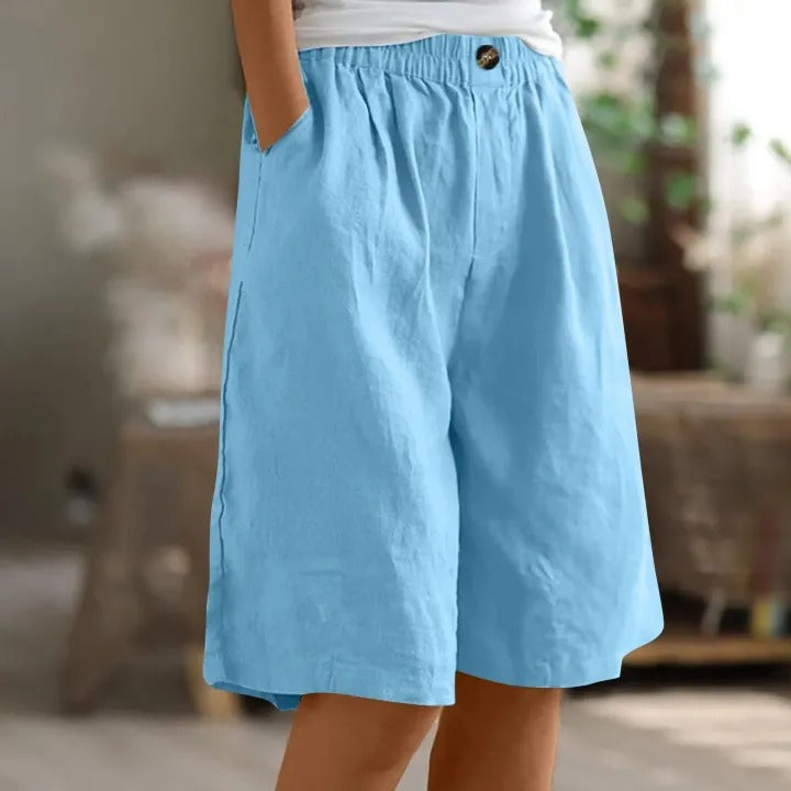 Women's effortless comfort summer shorts with elastic waist and relaxed fit, perfect for warm weather.