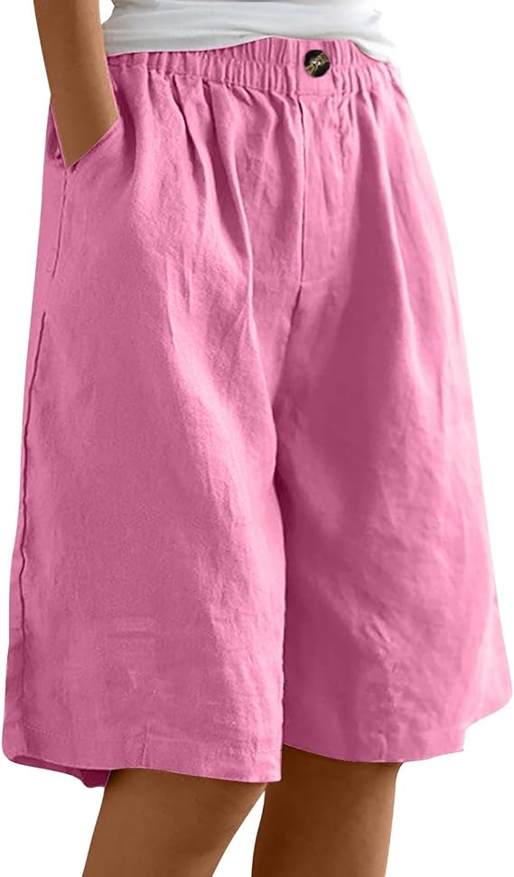 Effortless women's comfortable summer shorts with a pull-on elastic waist, perfect for relaxing or active days.