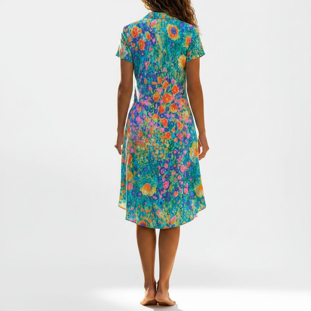 Stylish multicolour floral maxi dress for women, bohemian summer fashion, relaxed fit, perfect beachwear.