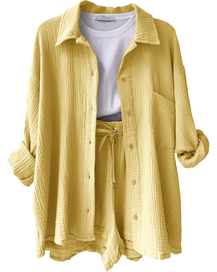 Stylish women's shorts set, an elegant choice for spring fashion & comfortable living.