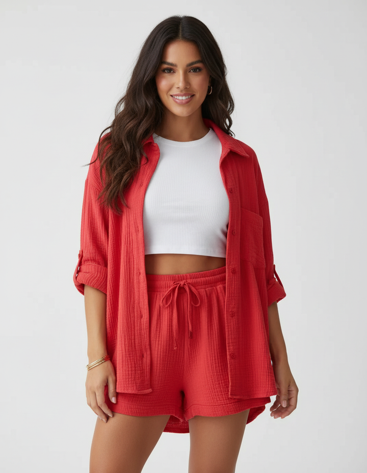 Soft women's shorts set for lounging, a relaxed fit for ultimate comfort & style.