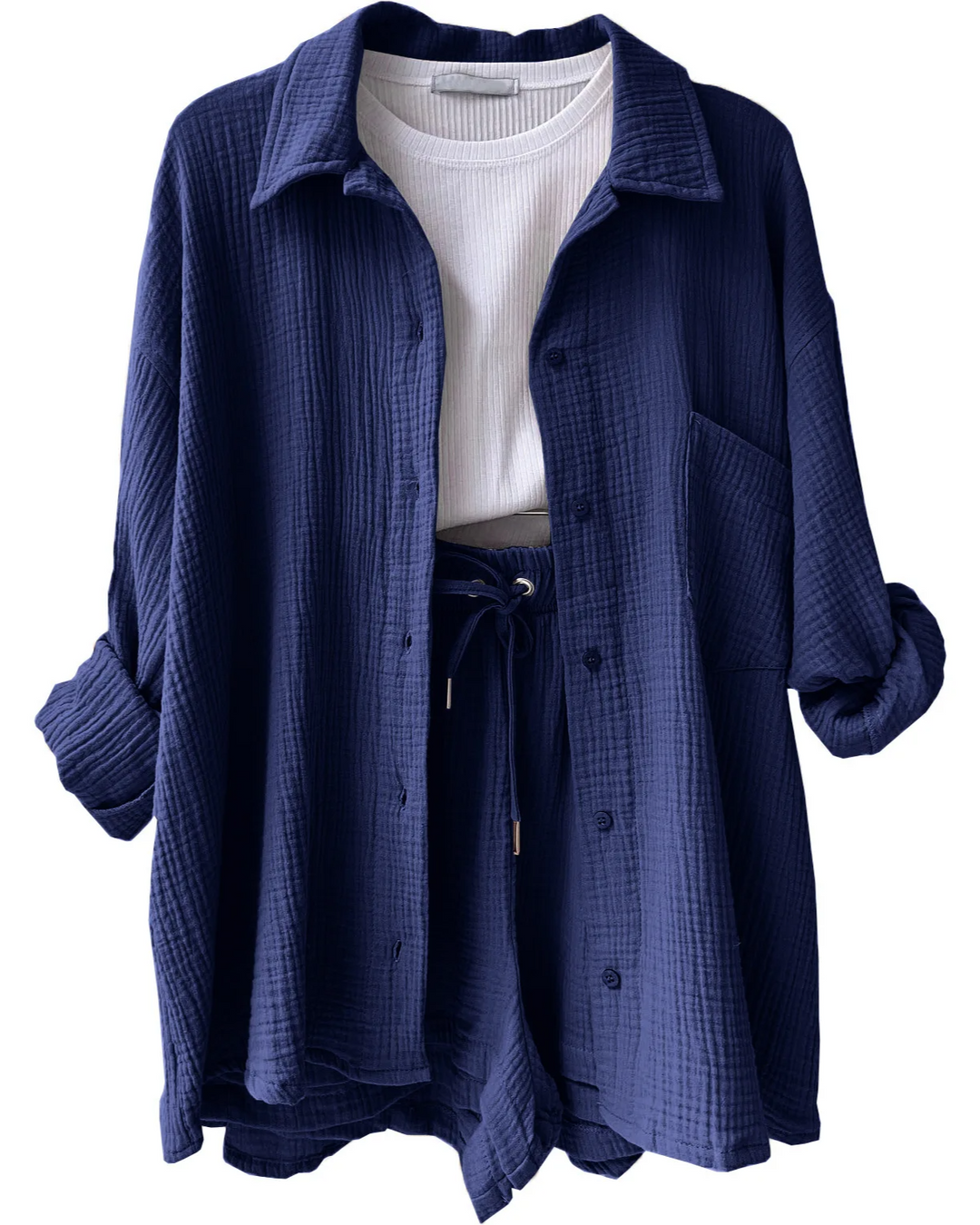 Comfortable women's shorts set, a relaxed fit for cozy casual wear and summer days.