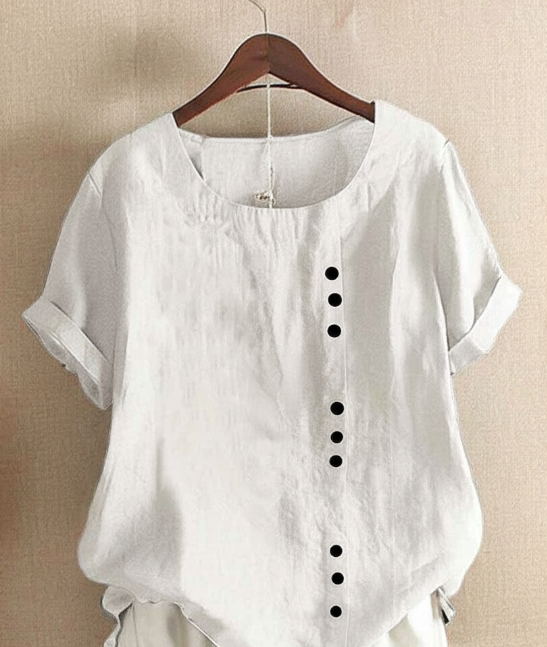 Women's effortless short sleeve round neck blouse, versatile for casual wear.