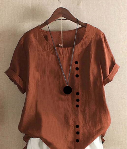 Chic women's short sleeve round neck blouse, perfect for spring & summer style.