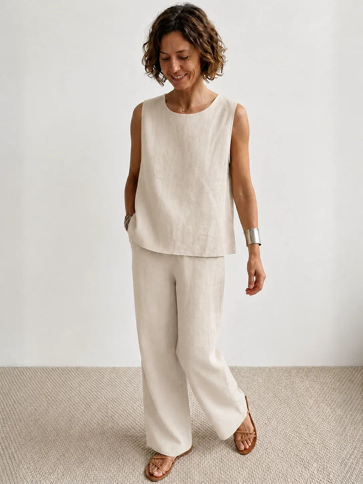 Detail: wide-leg pants from women's two-piece set, comfortable, flowing, essential spring fashion for women.