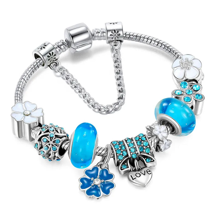 Women's electroplated love charm bracelet, adjustable alloy fit, elegant fashion accessory for her.