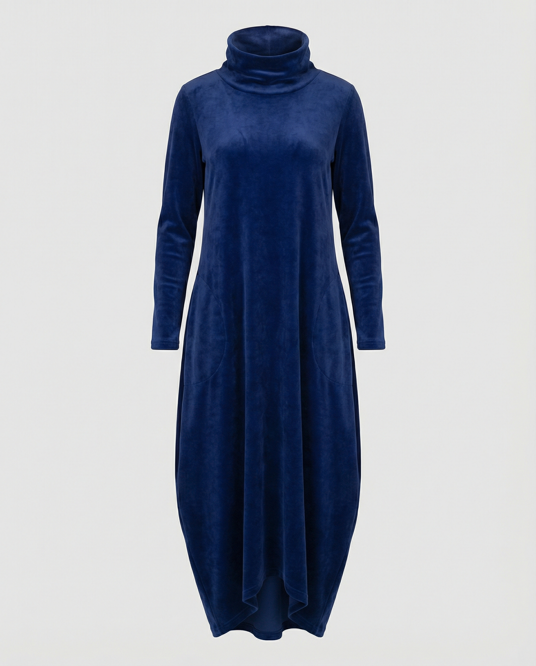Versatile elegant A-line dress with long sleeves and hidden pockets, ideal for any occasion.
