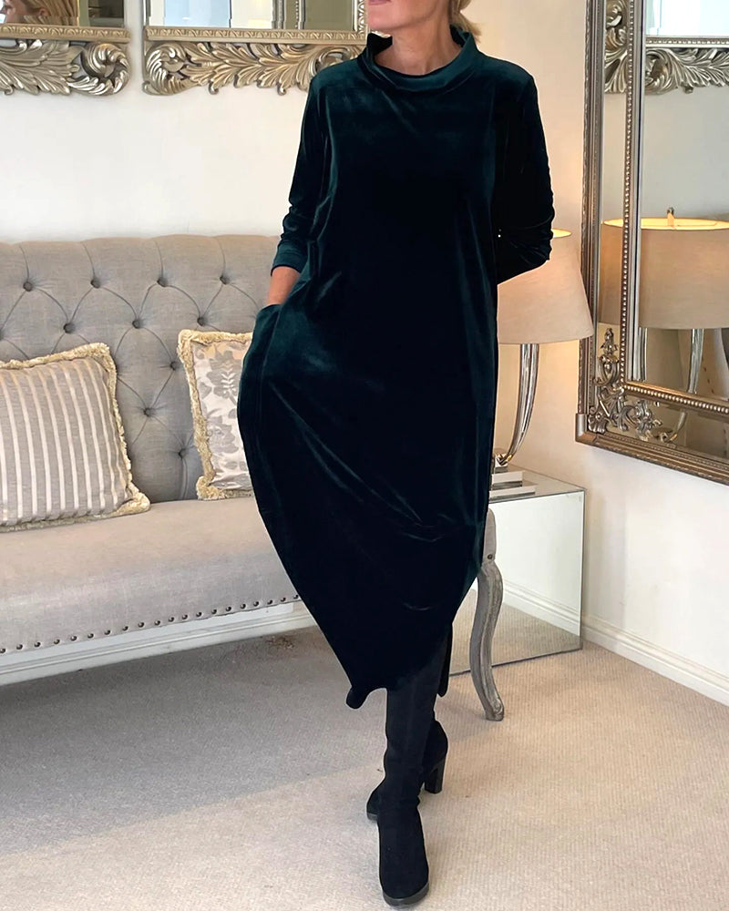 Stylish long sleeve A-line dress for women, perfect for both casual and elegant events.