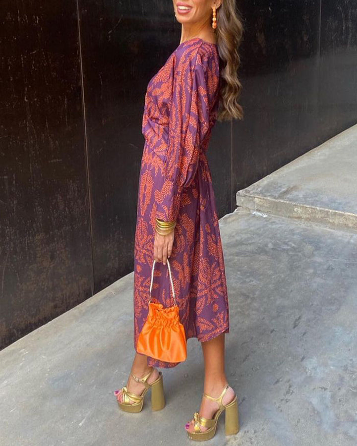 Comfortable and elegant women's A-line long sleeve maxi dress, a beautiful formal evening dress for any special occasion.