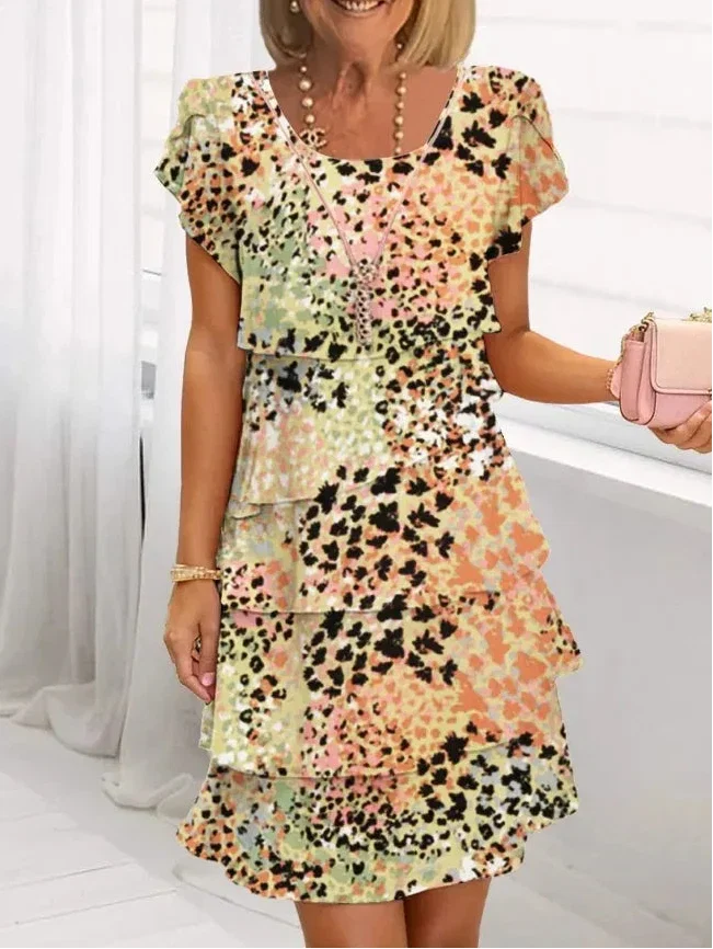 Women's elegant A-line ruffle dress. Stylish, comfortable, and flowy, perfect for summer parties or chic casual wear.