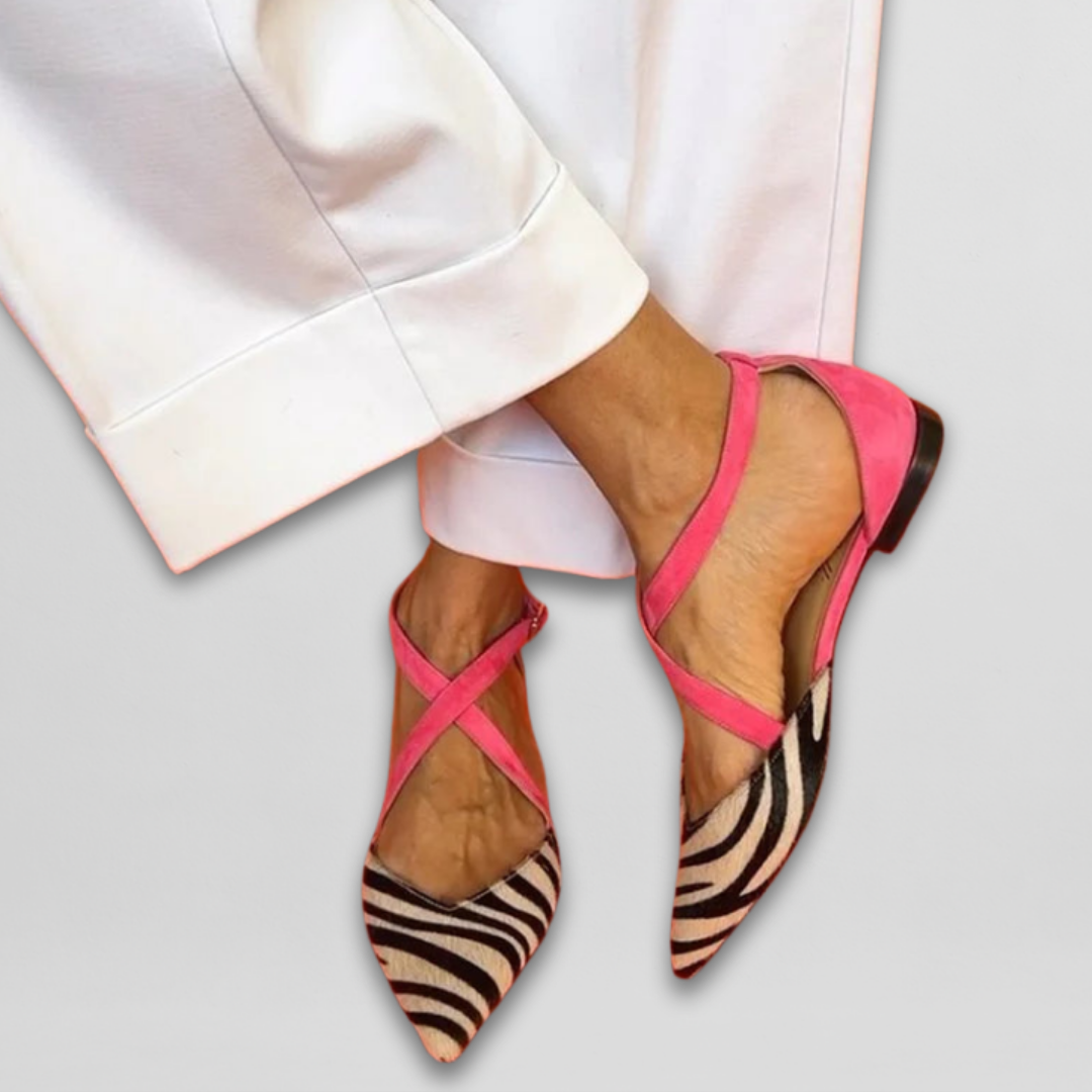 Women's elegant ballet flats with secure straps, perfect for comfortable everyday wear & classic style.
