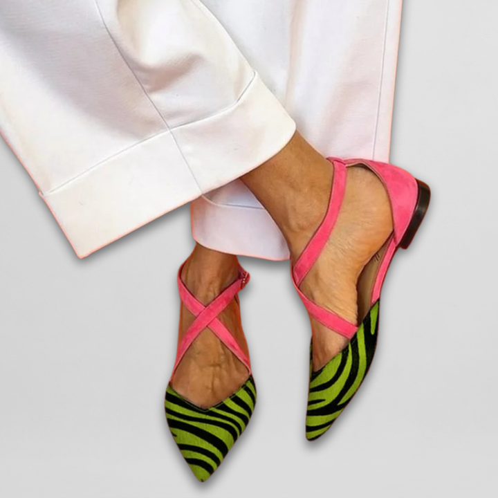 Womens fashion ballet flats with secure strap detail, a comfortable & elegant choice for versatile wear.