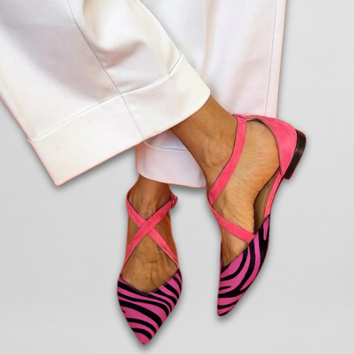 Comfortable women's flat shoes; elegant ballet flats with secure straps ensuring a perfect, snug fit.