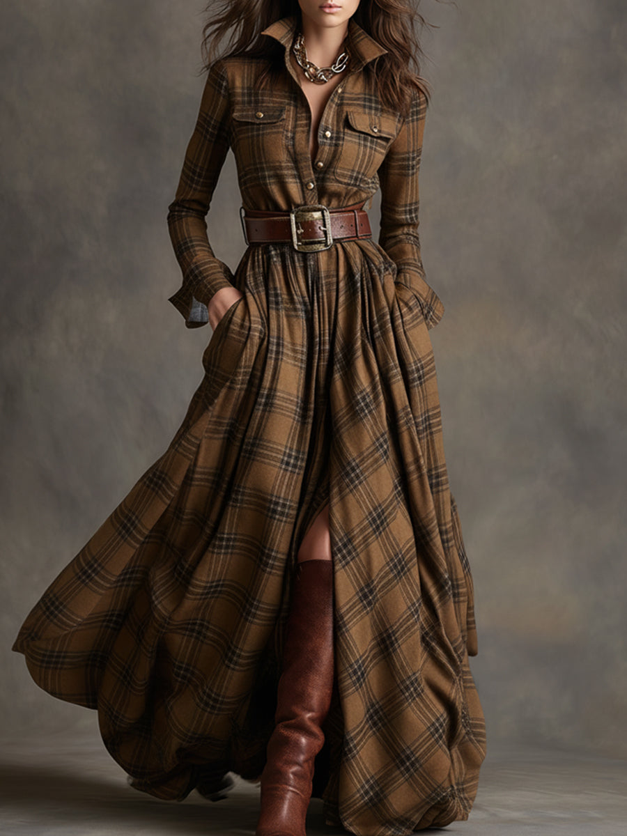 Stylish women's belted shirt dress, a comfortable and chic day dress.