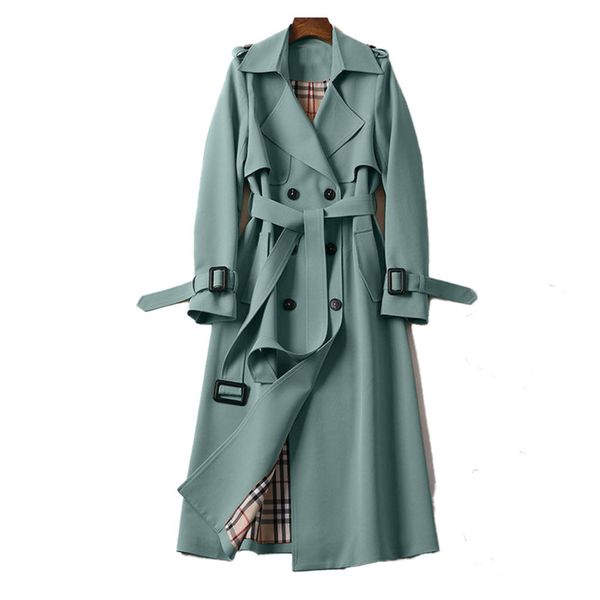 Stylish women's belted midi trench, perfect outerwear for a classic fall & winter look.