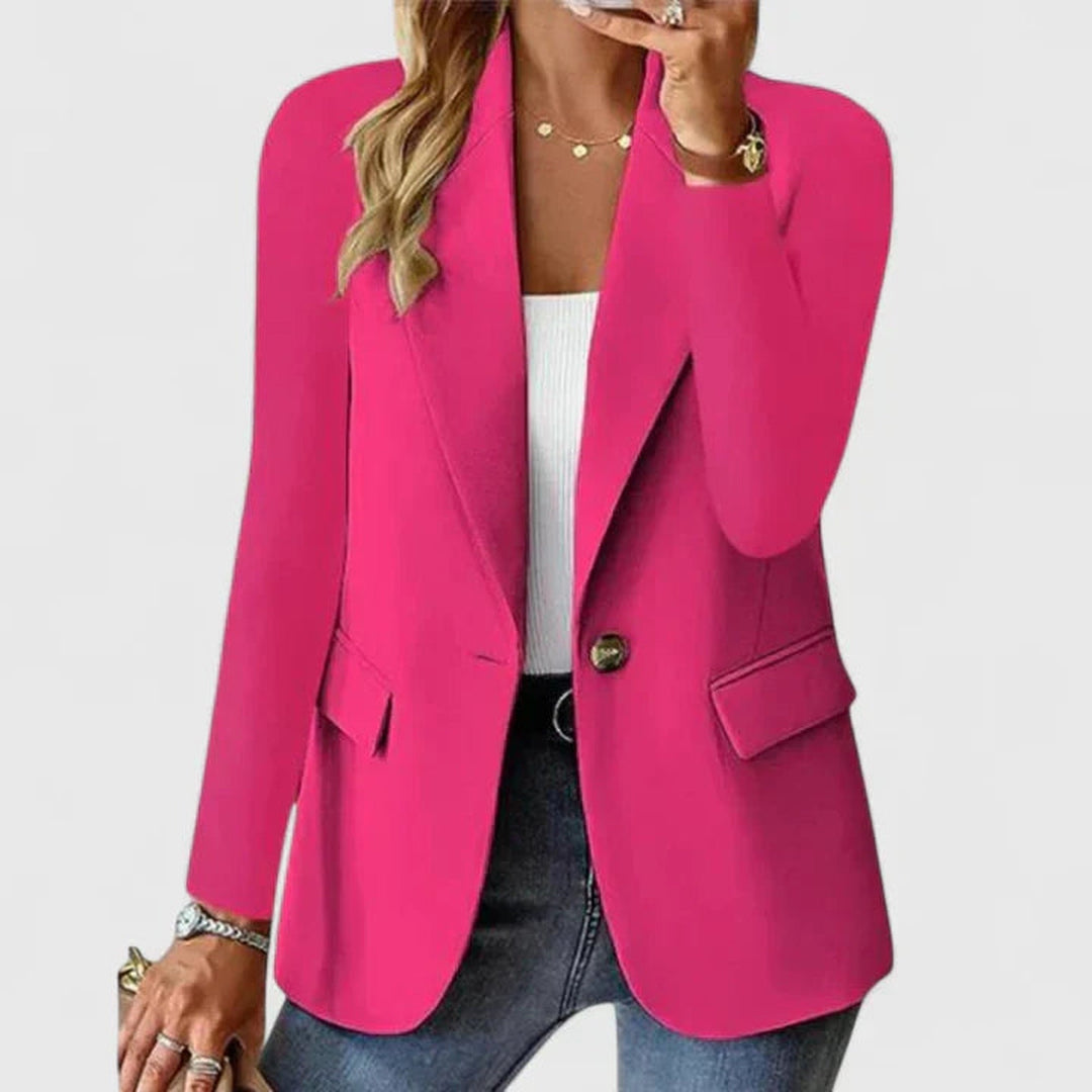 Women's elegant black blazer. A timeless, professional jacket for chic workwear & office fashion.