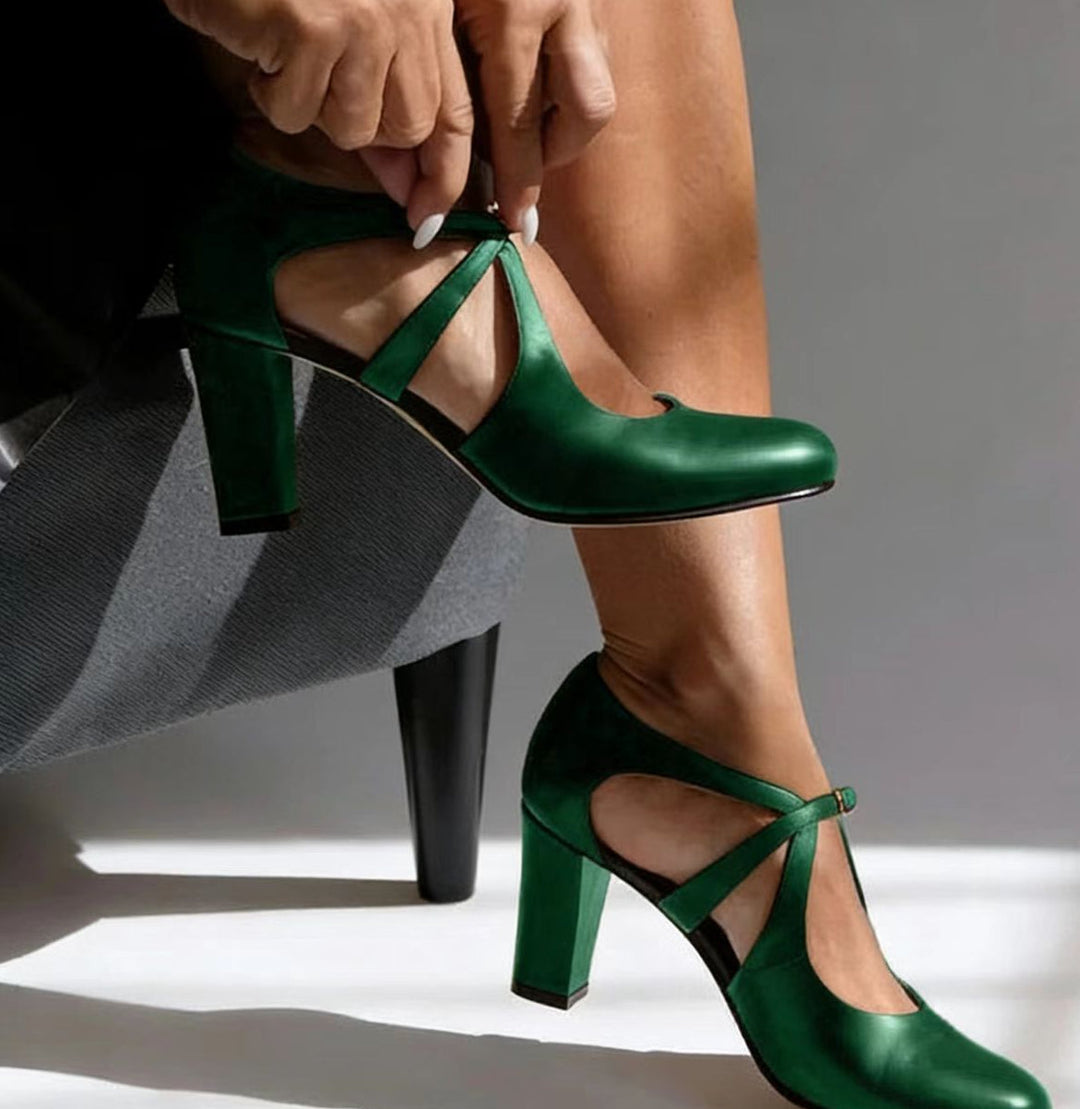 Stylish women's comfort strap block heels, ideal for formal parties or casual wear, ensuring all-day elegance.