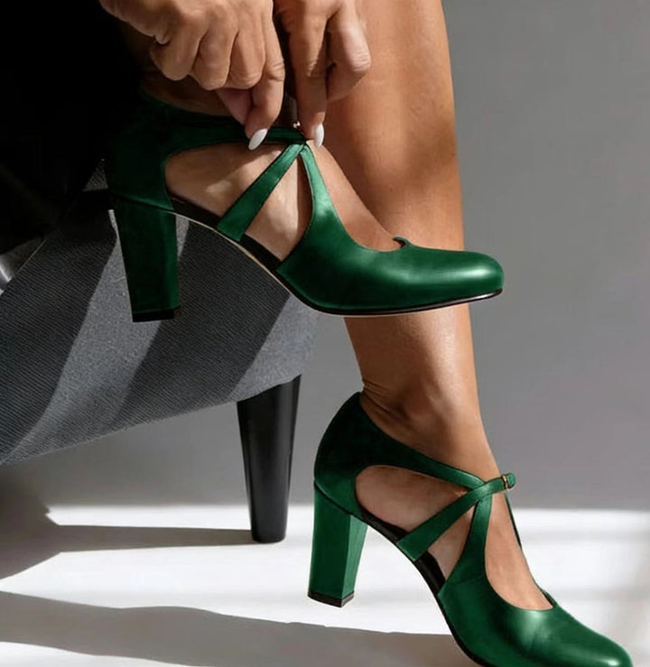 Stylish women's comfort strap block heels, ideal for formal parties or casual wear, ensuring all-day elegance.