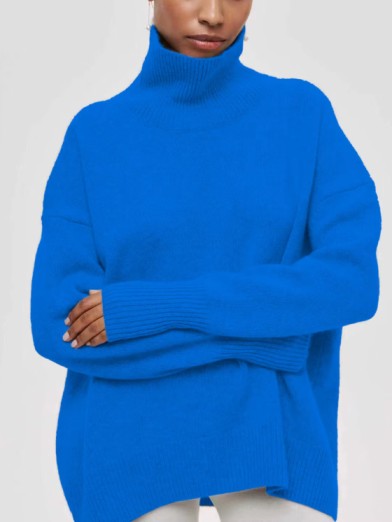Classic black women's turtleneck sweater. Warm, soft, and chic, ideal for cozy fall/winter apparel.