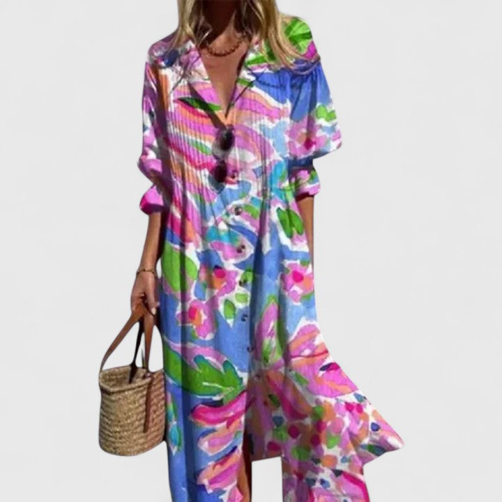 Stylish women's summer maxi dress, an elegant boho long dress for effortless warm-weather fashion.