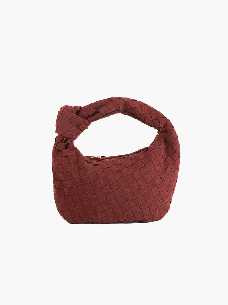 Chic women's braided suede mini handbag, perfect for daily accessory.