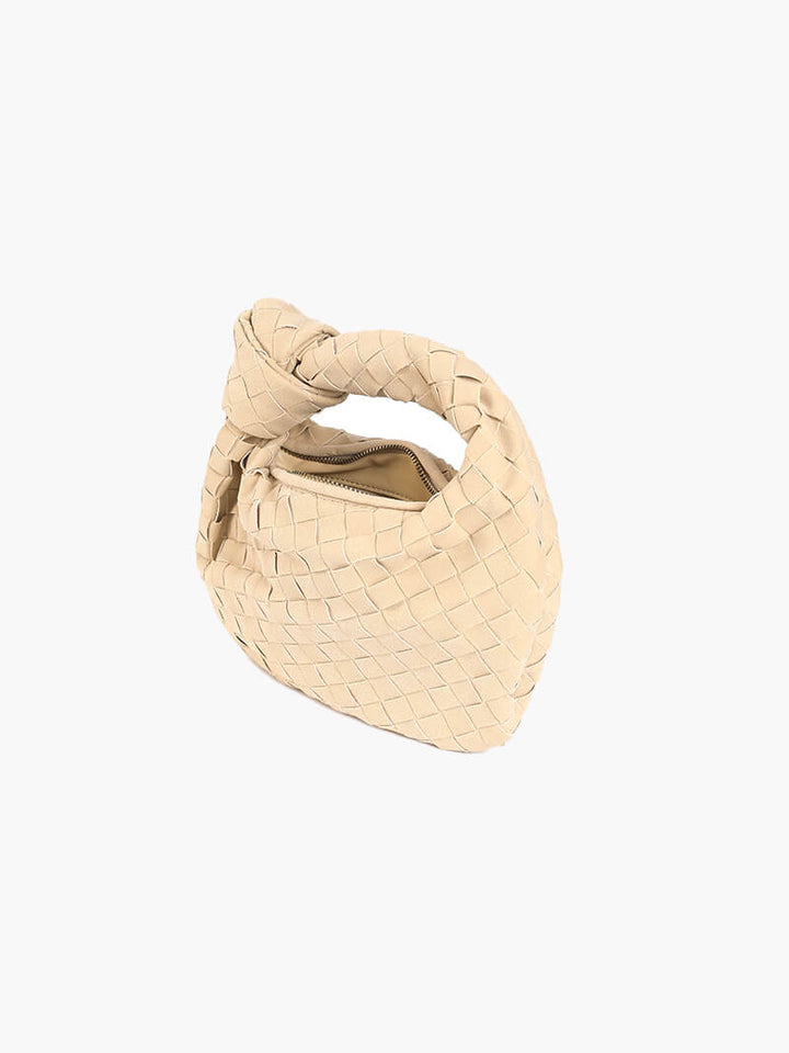 Suede mini handbag for women, showcasing a beautiful braided design.