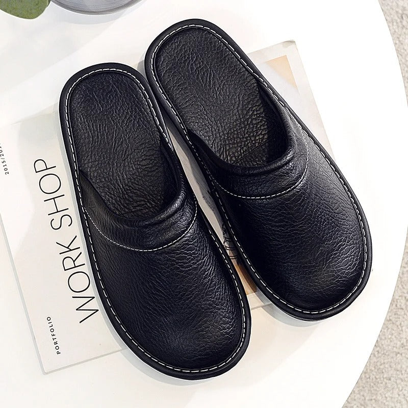 Soft leather womens house shoes, perfect for relaxing at home.