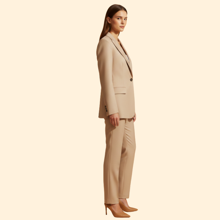Professional ladies' blazer and trouser set in a versatile style for office and business attire.