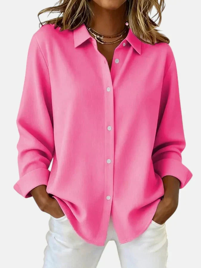Women's elegant button collar blouse, perfect for office or casual wear. Timeless style, versatile fashion.