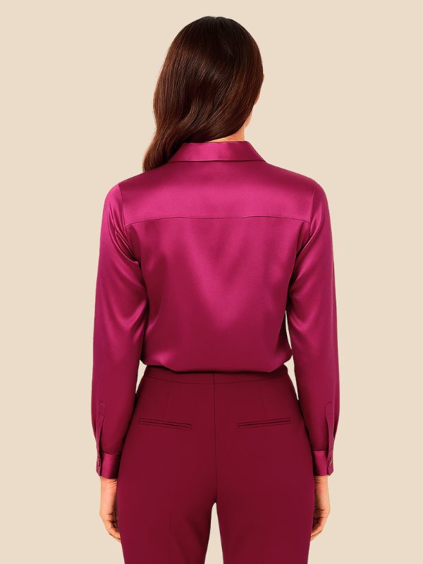 Women's chic button-down shirt, long sleeve, pointed collar, perfect for layering.