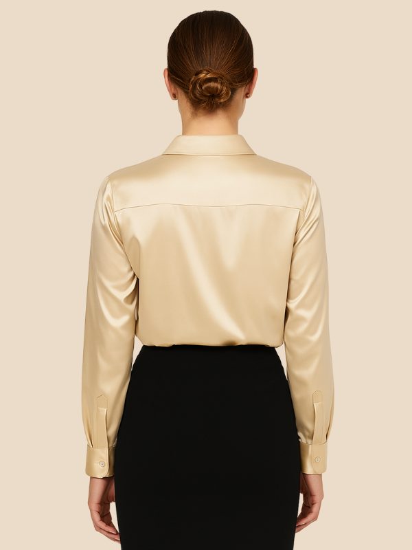 Stylish women's button-down shirt, long sleeve, pointed collar, for effortless elegance.