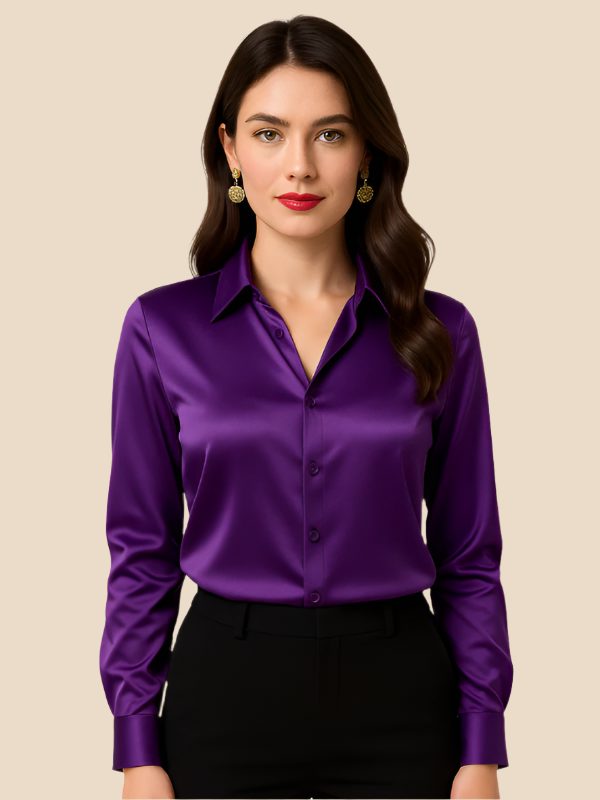 Women's timeless button-down shirt, long sleeve, pointed collar, goes with any bottom.