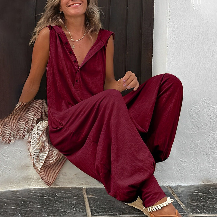 Versatile all-in-one women's jumpsuit, offering modern elegance and comfortable, easy-care style for any occasion.