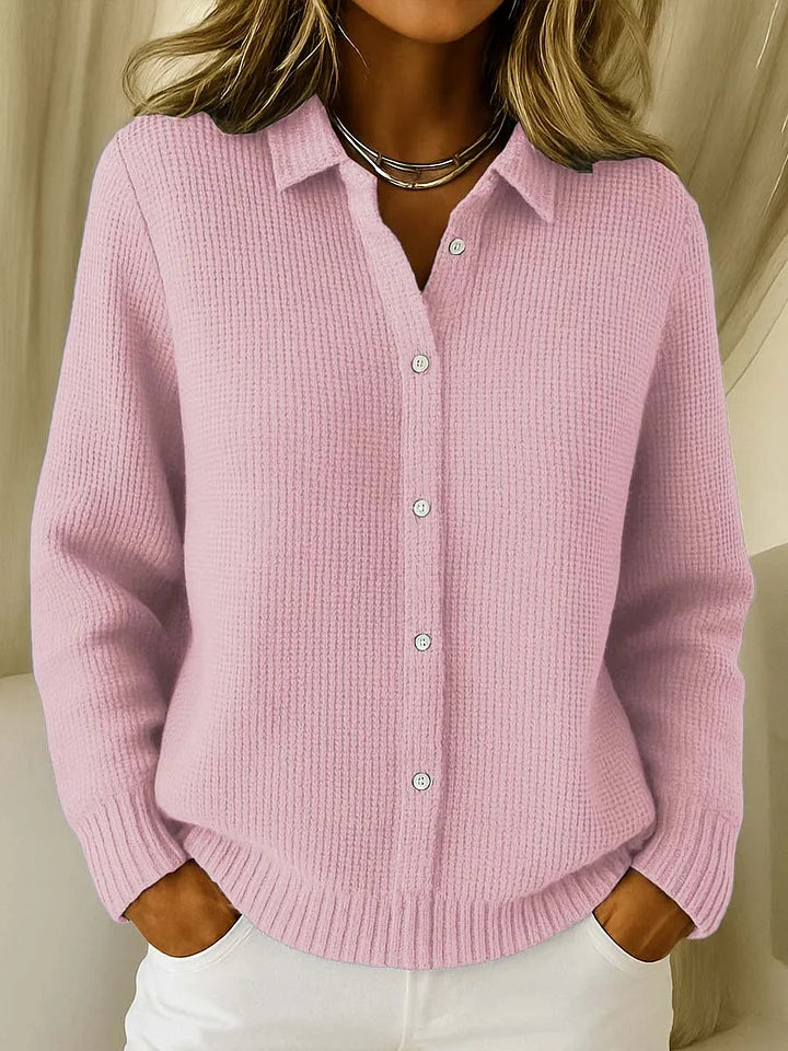 Cozy button-front women's cardigan in a stylish design, perfect as an elegant long-sleeve outerwear for daily wear.