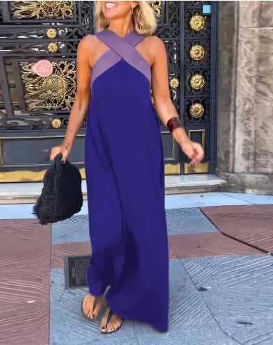 Stylish women's crossed neck elegant summer dress, comfortable short party or vacation wear.