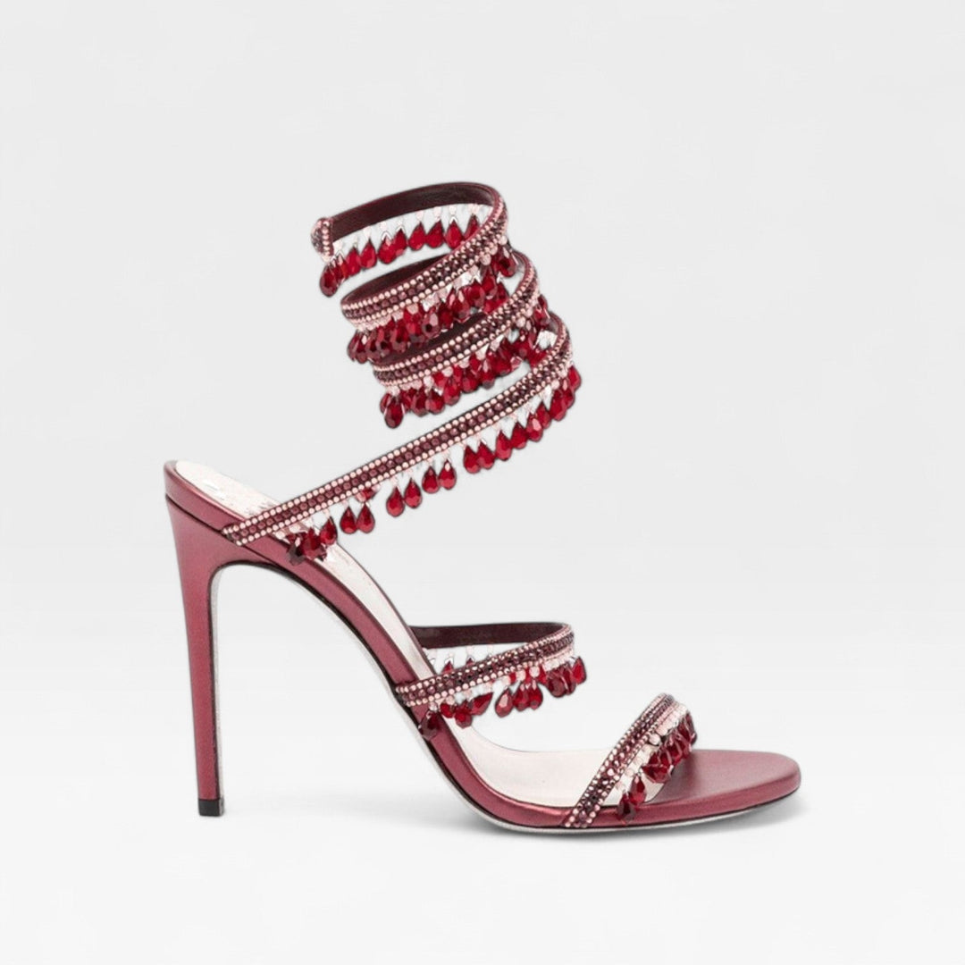 Beautiful crystal strappy high heel sandals for women, ideal for evening elegance & events.