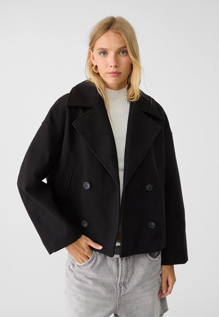 Stylish short summer jacket for women, double-breasted design