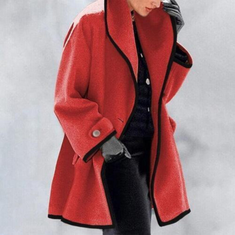 Elegant women's double button trench coat, a classic long jacket perfect for winter fashion.