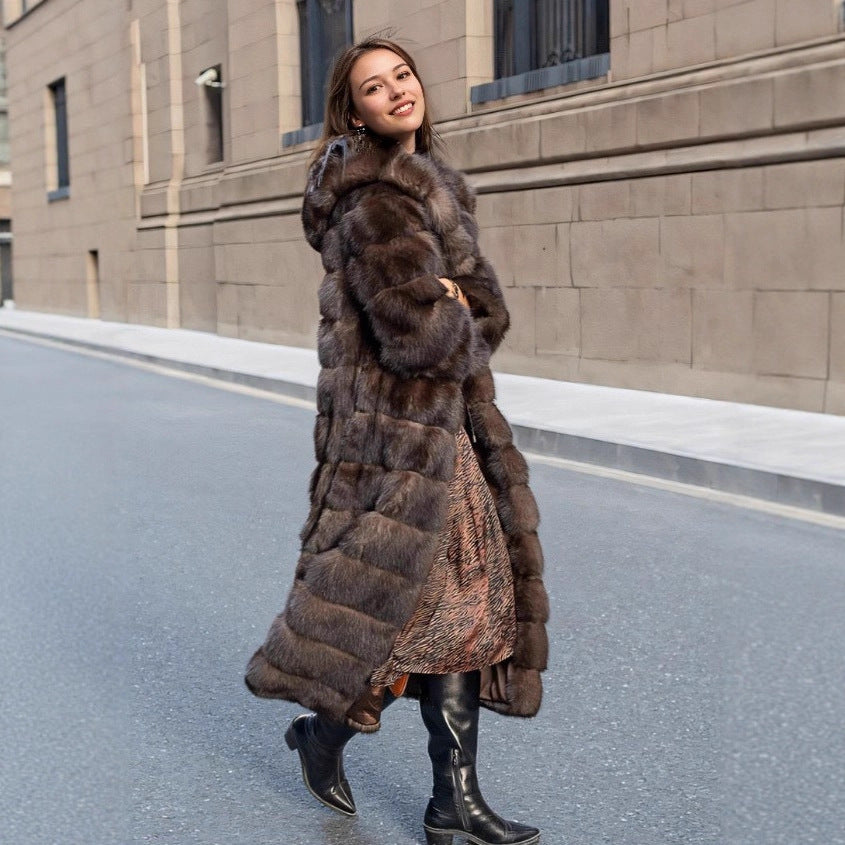 Stylish women's faux fur coat, perfect for cold weather fashion