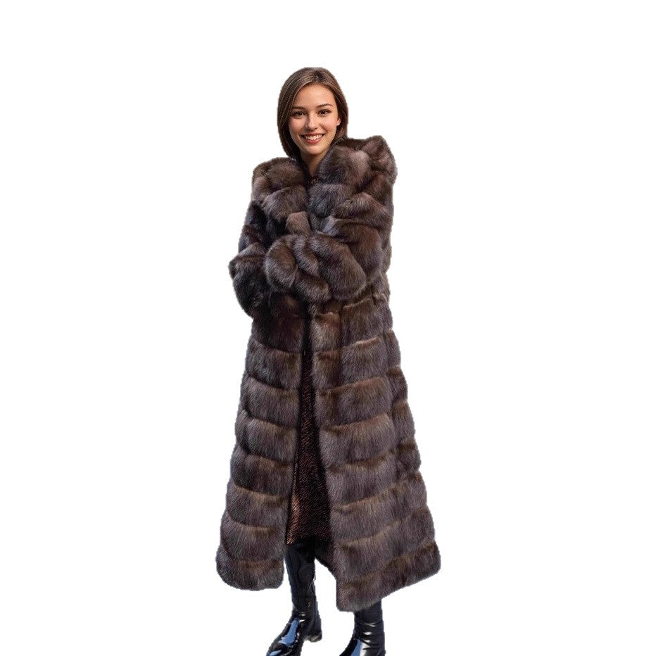 Cozy and chic faux fur hooded coat for women, essential winter wear