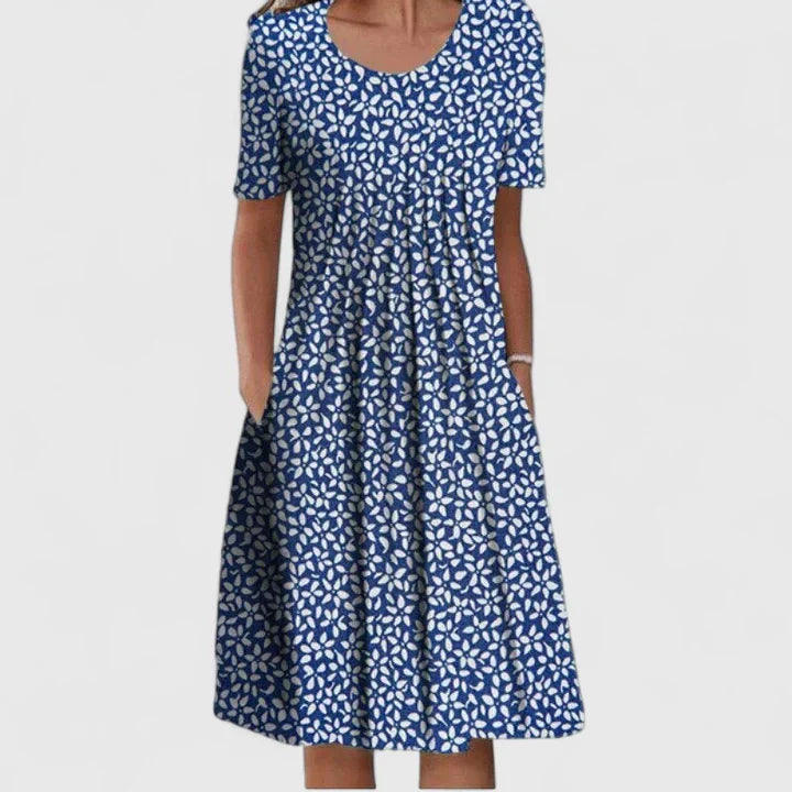 Versatile women's elegant floral dress with pockets; comfortable for summer parties and daily wear.