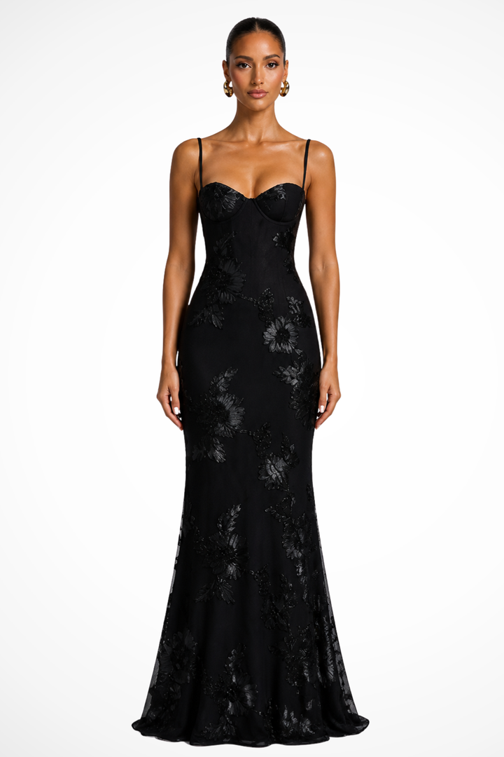 Beautiful women's long embroidered dress for special occasions, formal events, or parties.