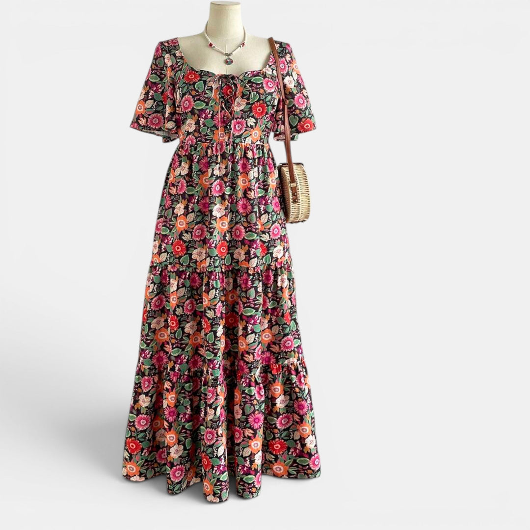 Versatile floral maxi dress for women, suitable for casual outings or elegant summer events.