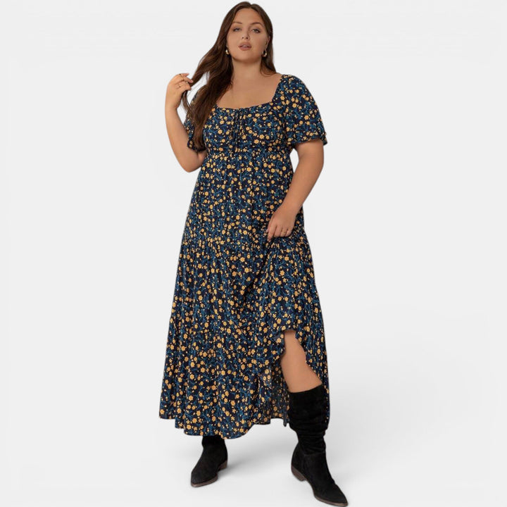 Long floral maxi dress for women, an elegant and flowing summer essential. A-line silhouette.