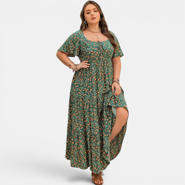 Lightweight floral maxi dress, a casual yet elegant summer choice for women. Beautiful print.