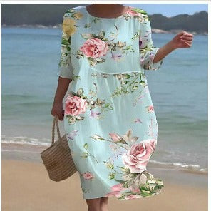 Women's elegant floral maxi dress. Timeless style for summer parties and special occasions. Comfortable & versatile.