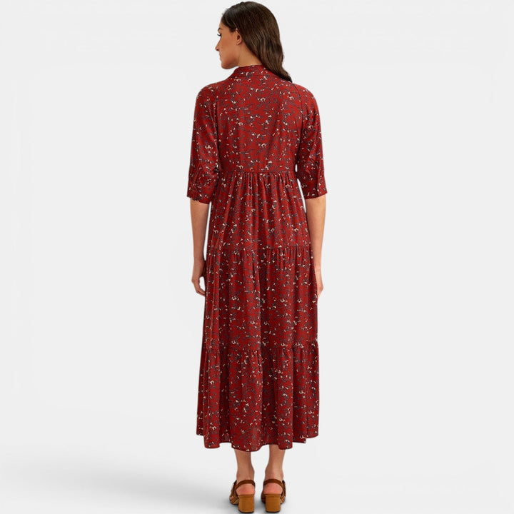 Women's casual floral maxi dress, V-neckline, comfortable and stylish for everyday.