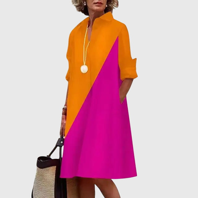 Chic women's flowy dress featuring an elegant design and essential pockets.