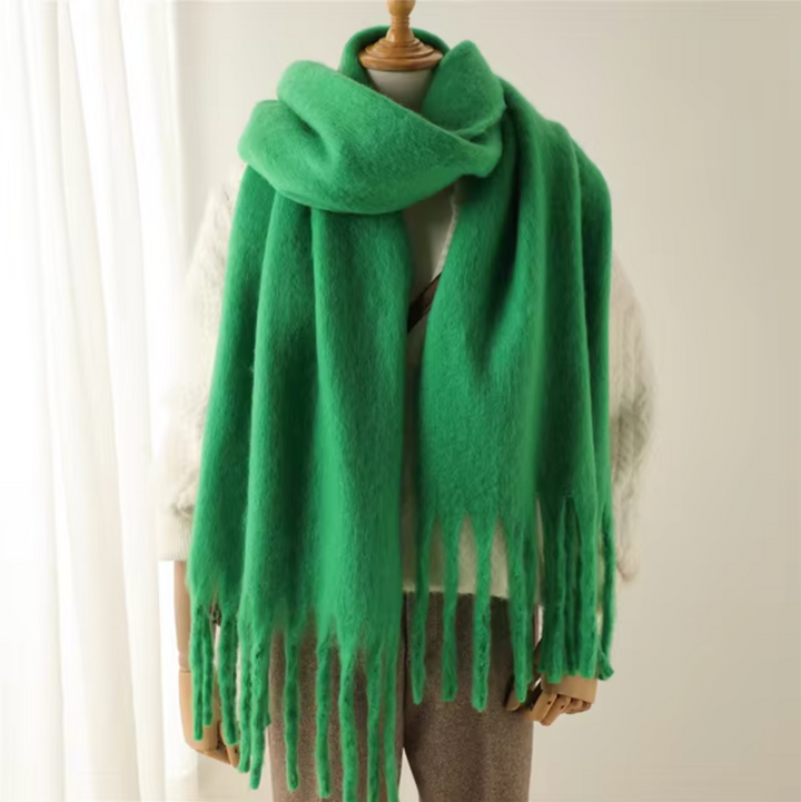 Accessorize your winter look with an elegant fringe scarf for women.