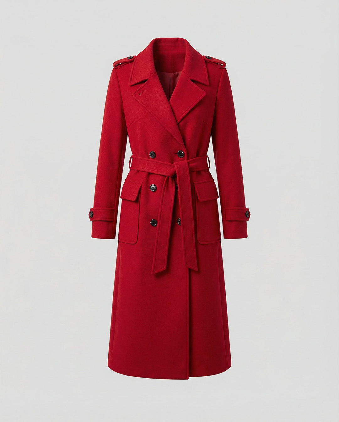 Luxurious full length outerwear for women, a stylish wool double-breasted coat